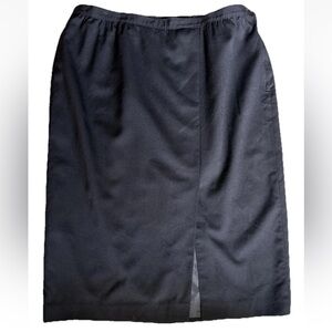 Pendleton Black Wool Classic Midi Straight Skirt Front Vent Size 22W 41" Waist